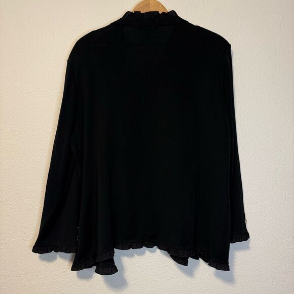Ming Wang Ruffle Edge Open Front Knit Cardigan Size 1X - Picture 10 of 11